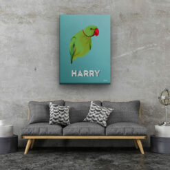 Custom Mid Century Retro Style Bird Portrait - Pet illustration from photo - Mint Art Deco Canvas 20 retro pet portrait illustrations bird mint art deco living room