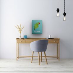 Custom Mid Century Retro Style Bird Portrait - Pet illustration from photo - Mint Art Deco Canvas 21 retro pet portrait illustrations bird mint art deco office