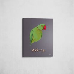 retro pet portrait illustrations bird night script front view angled wall