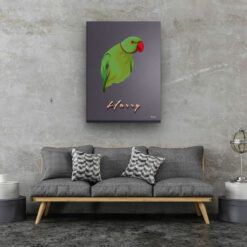 retro pet portrait illustrations bird night script living room
