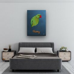 retro pet portrait illustrations bird rustic blue bedroom