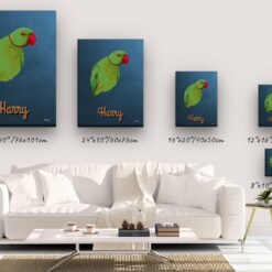 retro pet portrait illustrations bird rustic blue canvas size comparison