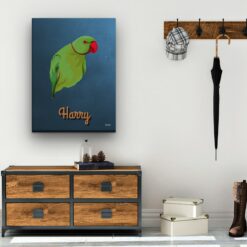 retro pet portrait illustrations bird rustic blue hall