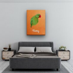 Custom Mid Century Retro Style Bird Portrait - Pet illustration from photo - Sand And Stone Canvas 13 retro pet portrait illustrations bird sand and stone bedroom