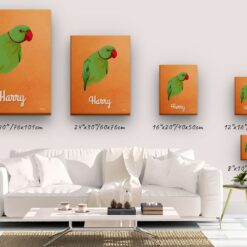 Custom Mid Century Retro Style Bird Portrait - Pet illustration from photo - Sand And Stone Canvas 14 retro pet portrait illustrations bird sand and stone canvas size comparison