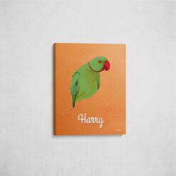 Custom Mid Century Retro Style Bird Portrait - Pet illustration from photo - Sand And Stone Canvas 16 retro pet portrait illustrations bird sand and stone front view angled wall