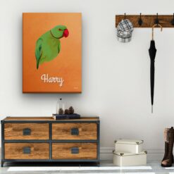 Custom Mid Century Retro Style Bird Portrait - Pet illustration from photo - Sand And Stone Canvas 19 retro pet portrait illustrations bird sand and stone hall