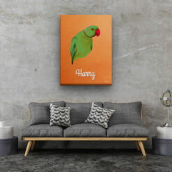 Custom Mid Century Retro Style Bird Portrait - Pet illustration from photo - Sand And Stone Canvas 20 retro pet portrait illustrations bird sand and stone living room