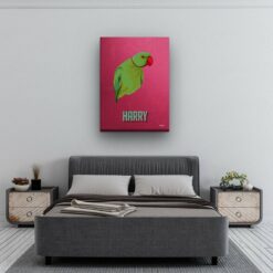 Custom Mid Century Retro Style Bird Portrait - Pet illustration from photo - Vintage Teal Canvas 13 retro pet portrait illustrations bird vintage teal bedroom