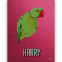 Custom Mid Century Retro Style Bird Portrait - Pet illustration from photo - Vintage Teal Canvas 18 retro pet portrait illustrations bird vintage teal front view white