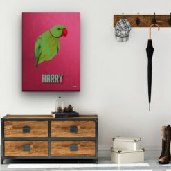 Custom Mid Century Retro Style Bird Portrait - Pet illustration from photo - Vintage Teal Canvas 19 retro pet portrait illustrations bird vintage teal hall