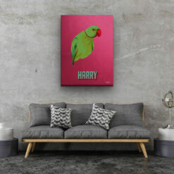 Custom Mid Century Retro Style Bird Portrait - Pet illustration from photo - Vintage Teal Canvas 20 retro pet portrait illustrations bird vintage teal living room