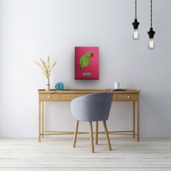 Custom Mid Century Retro Style Bird Portrait - Pet illustration from photo - Vintage Teal Canvas 21 retro pet portrait illustrations bird vintage teal office