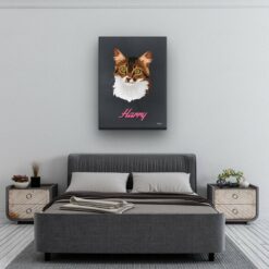 retro pet portrait illustrations cat bubblegum bedroom