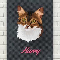 retro pet portrait illustrations cat bubblegum front view white bricks