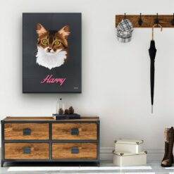 retro pet portrait illustrations cat bubblegum hall