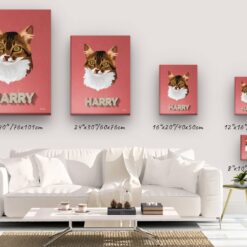 retro pet portrait illustrations cat decking canvas size comparison