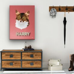 retro pet portrait illustrations cat decking hall