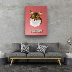 retro pet portrait illustrations cat decking living room