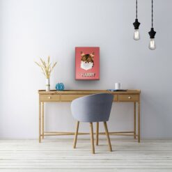 retro pet portrait illustrations cat decking office