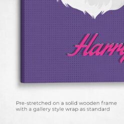 Custom Mid Century Retro Style Cat Portrait - Pet illustration from photo - Deep Purple Canvas 15 retro pet portrait illustrations cat deep purple front view angled close up wall