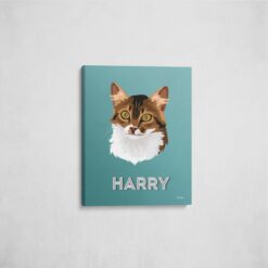 Custom Mid Century Retro Style Cat Portrait - Pet illustration from photo - Mint Art Deco Canvas 16 retro pet portrait illustrations cat mint art deco front view angled wall