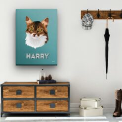 Custom Mid Century Retro Style Cat Portrait - Pet illustration from photo - Mint Art Deco Canvas 19 retro pet portrait illustrations cat mint art deco hall