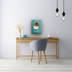 Custom Mid Century Retro Style Cat Portrait - Pet illustration from photo - Mint Art Deco Canvas 21 retro pet portrait illustrations cat mint art deco office