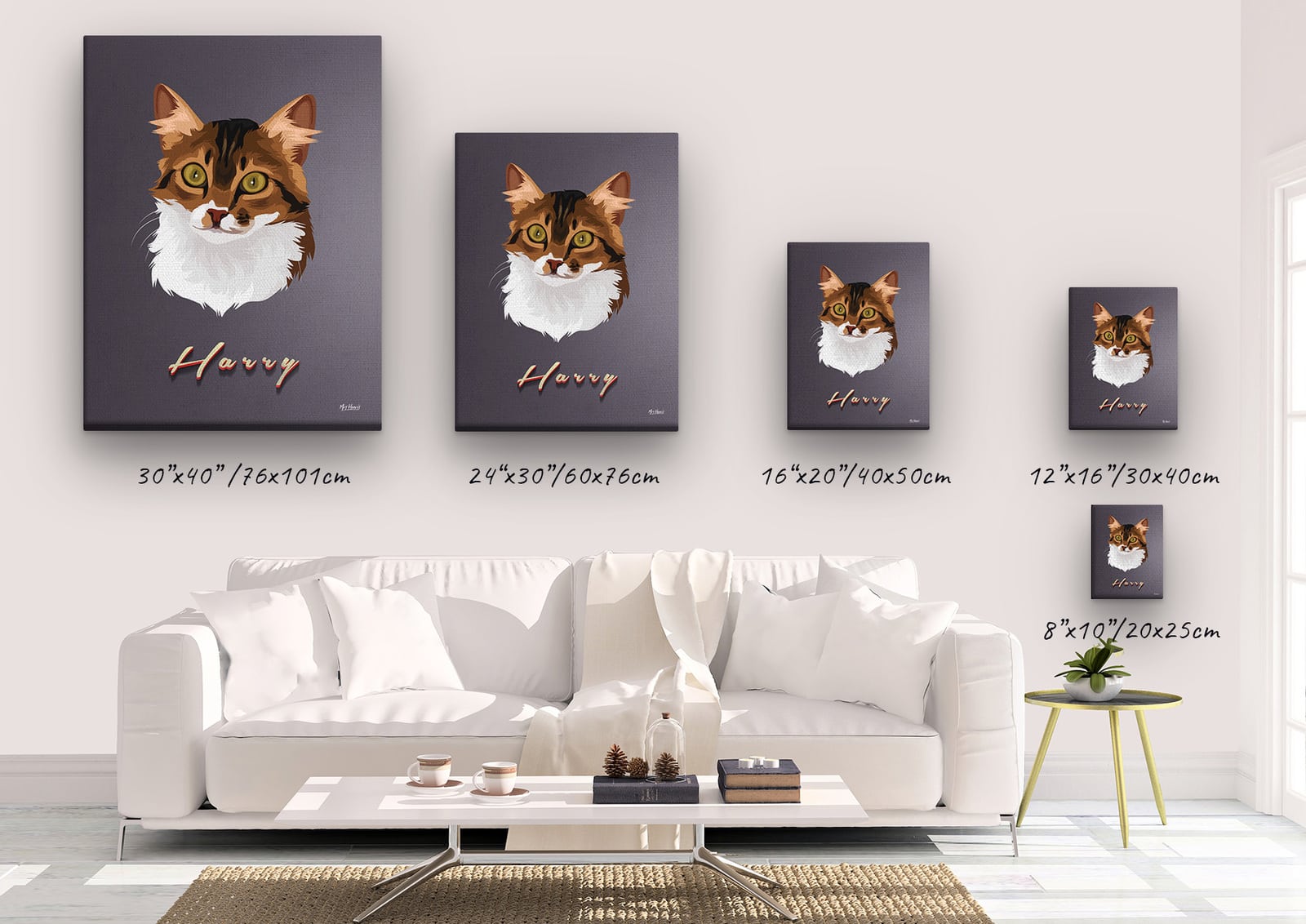 Custom Mid Century Retro Style Cat Portrait - Pet illustration from photo - Night Script Canvas 4 Custom Mid Century Retro Style Cat Portrait - Pet illustration from photo - Night Script Canvas - Image 2
