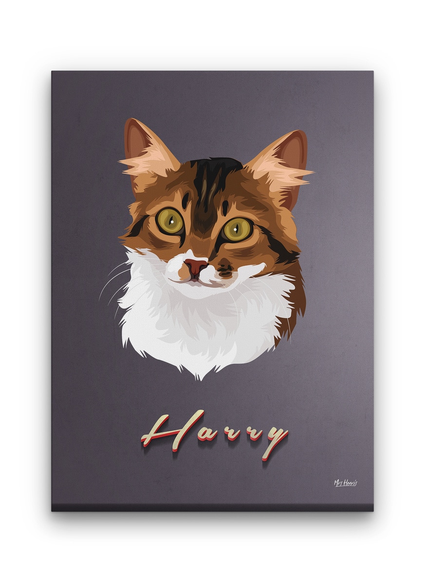 Custom Mid Century Retro Style Cat Portrait - Pet illustration from photo - Night Script Canvas 8 Custom Mid Century Retro Style Cat Portrait - Pet illustration from photo - Night Script Canvas - Image 6