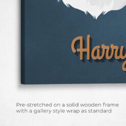 Custom Mid Century Retro Style Cat Portrait - Pet illustration from photo - Rustic Blue Canvas 15 retro pet portrait illustrations cat rustic blue front view angled close up wall