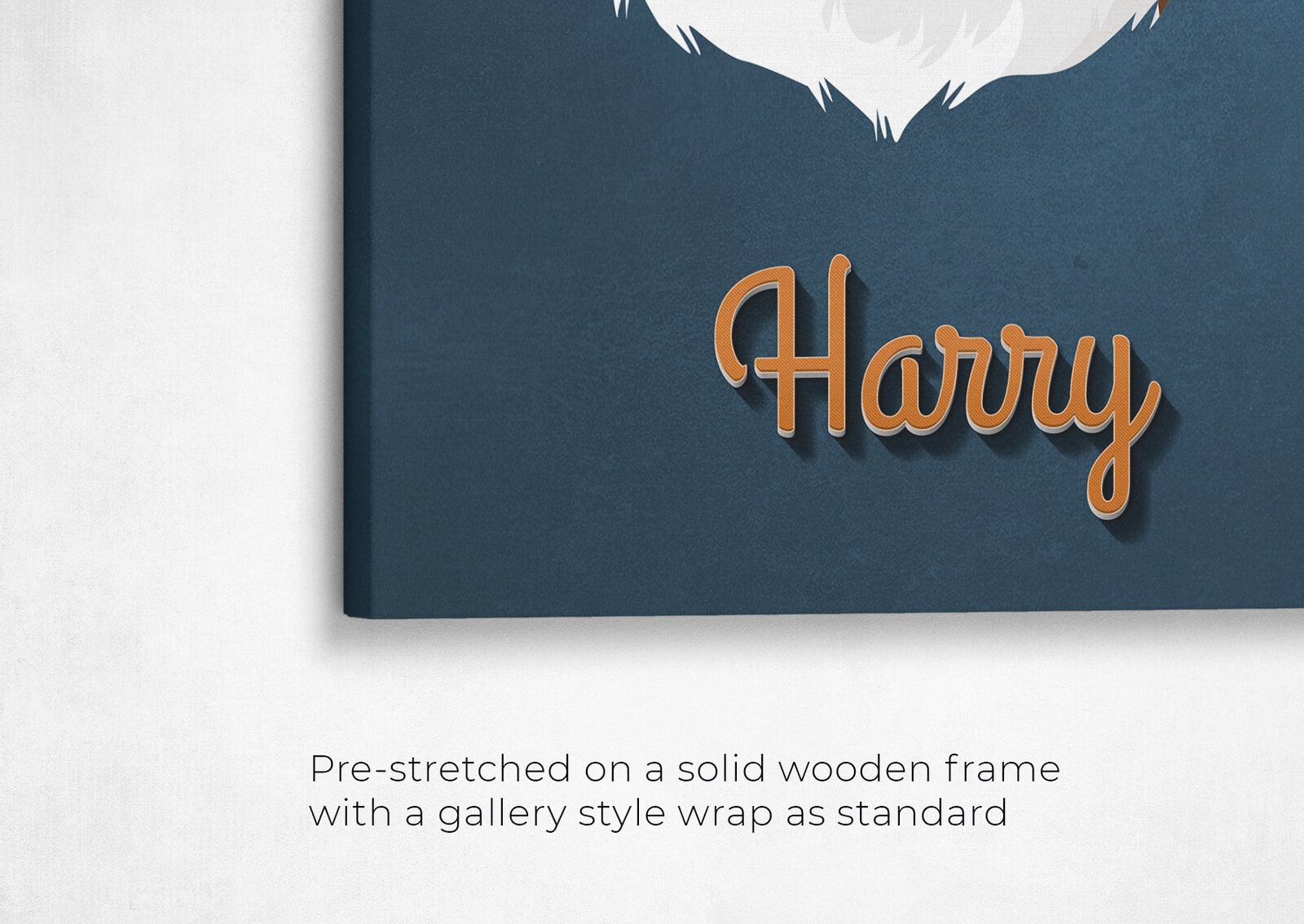 Custom Mid Century Retro Style Cat Portrait - Pet illustration from photo - Rustic Blue Canvas 22 retro pet portrait illustrations cat rustic blue front view angled close up wall