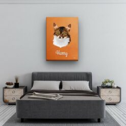 Custom Mid Century Retro Style Cat Portrait - Pet illustration from photo - Sand And Stone Canvas 13 retro pet portrait illustrations cat sand and stone bedroom