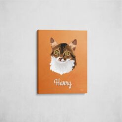 Custom Mid Century Retro Style Cat Portrait - Pet illustration from photo - Sand And Stone Canvas 16 retro pet portrait illustrations cat sand and stone front view angled wall