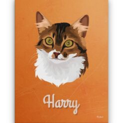 Custom Mid Century Retro Style Cat Portrait - Pet illustration from photo - Sand And Stone Canvas 18 retro pet portrait illustrations cat sand and stone front view white