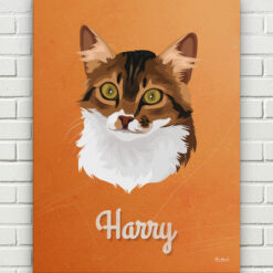 Custom Mid Century Retro Style Cat Portrait - Pet illustration from photo - Sand And Stone Canvas 17 retro pet portrait illustrations cat sand and stone front view white bricks