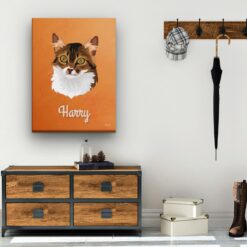 Custom Mid Century Retro Style Cat Portrait - Pet illustration from photo - Sand And Stone Canvas 19 retro pet portrait illustrations cat sand and stone hall