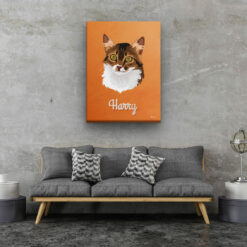 Custom Mid Century Retro Style Cat Portrait - Pet illustration from photo - Sand And Stone Canvas 20 retro pet portrait illustrations cat sand and stone living room