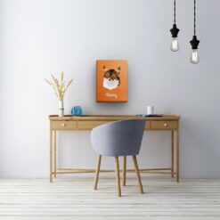 Custom Mid Century Retro Style Cat Portrait - Pet illustration from photo - Sand And Stone Canvas 21 retro pet portrait illustrations cat sand and stone office