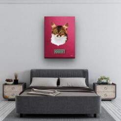 Custom Mid Century Retro Style Cat Portrait - Pet illustration from photo - Vintage Teal Canvas 13 retro pet portrait illustrations cat vintage teal bedroom
