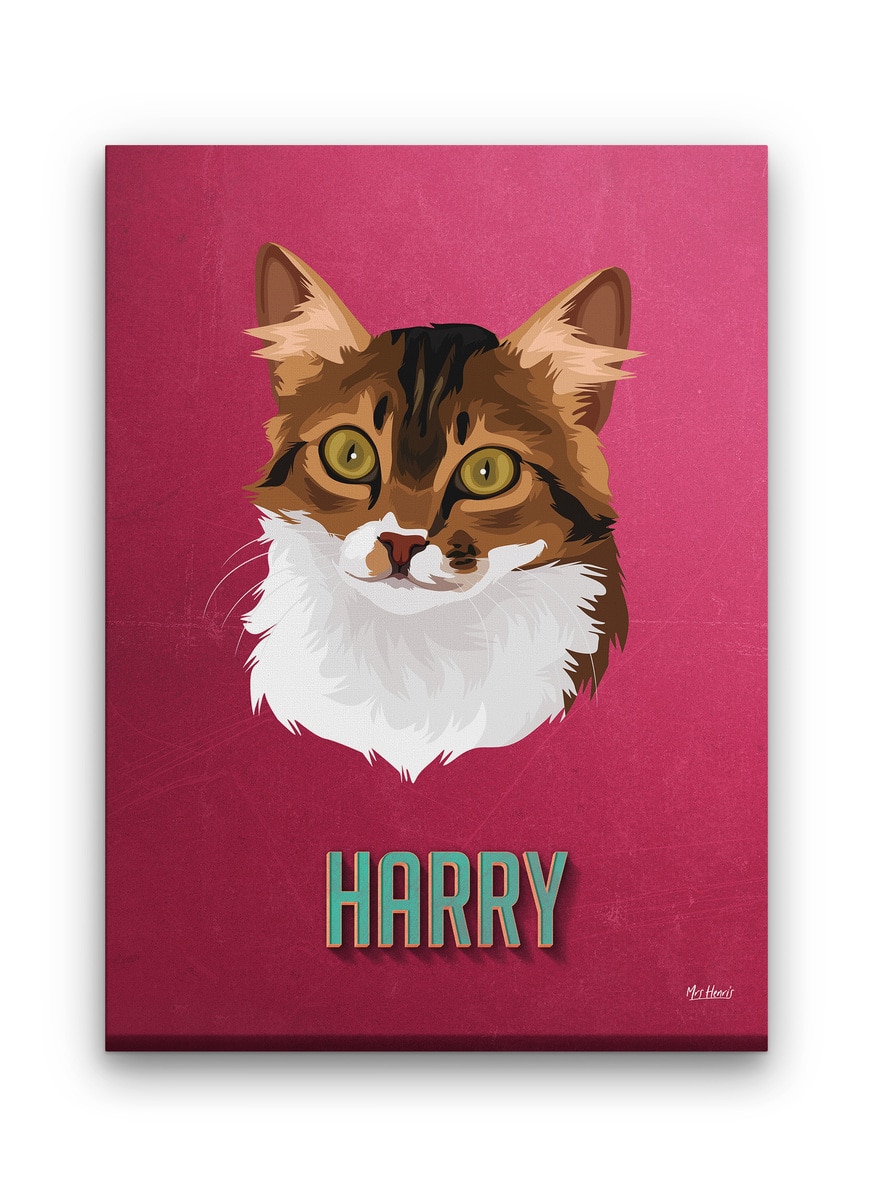 Custom Mid Century Retro Style Cat Portrait - Pet illustration from photo - Vintage Teal Canvas 9 Custom Mid Century Retro Style Cat Portrait - Pet illustration from photo - Vintage Teal Canvas - Image 7