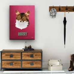 Custom Mid Century Retro Style Cat Portrait - Pet illustration from photo - Vintage Teal Canvas 19 retro pet portrait illustrations cat vintage teal hall