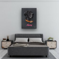 Custom Mid Century Retro Style Dog Portrait - Pet illustration from photo - Bubblegum Canvas 13 retro pet portrait illustrations dog bubblegum bedroom