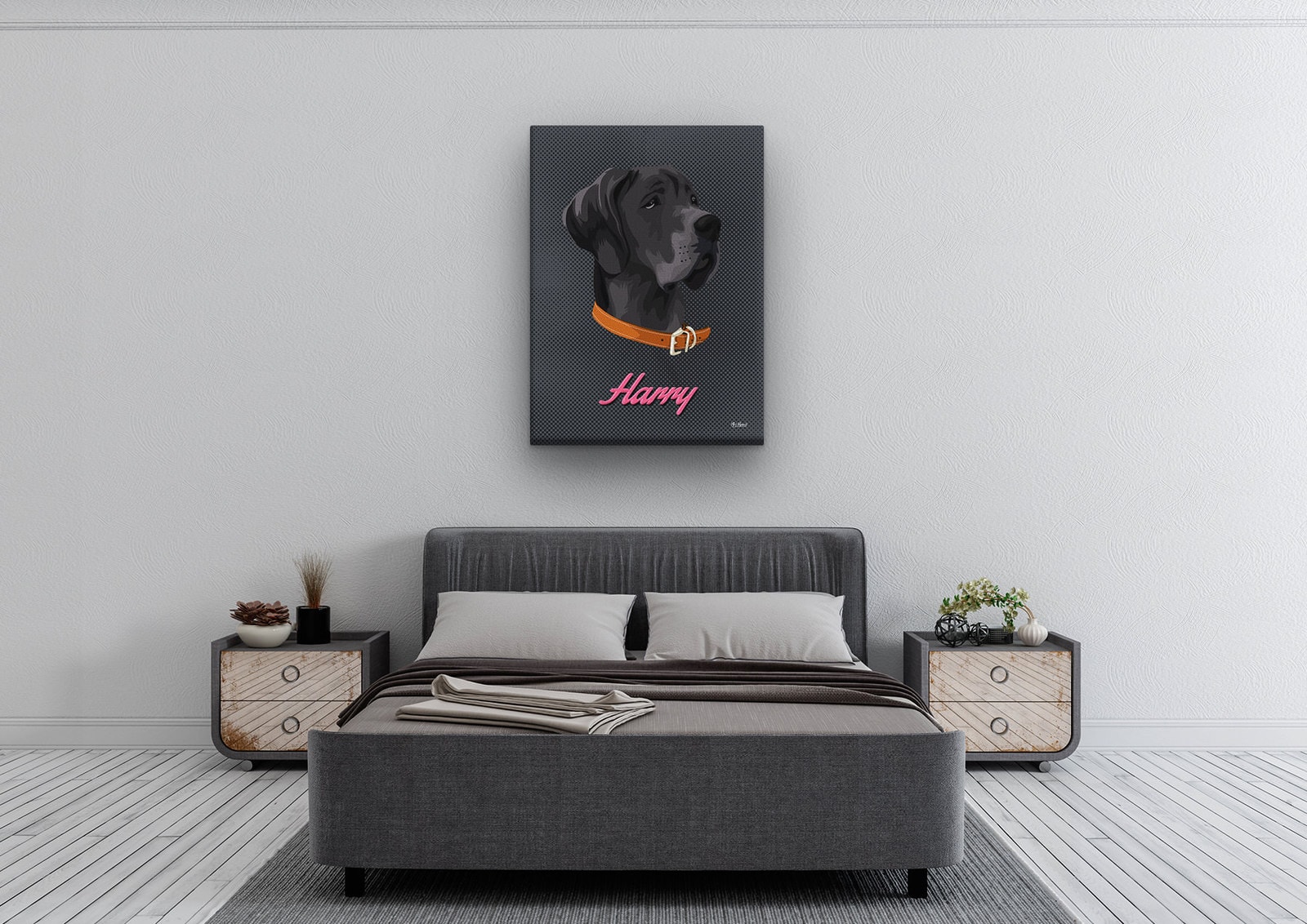 Custom Mid Century Retro Style Dog Portrait - Pet illustration from photo - Bubblegum Canvas 4 Custom Mid Century Retro Style Dog Portrait - Pet illustration from photo - Bubblegum Canvas - Image 2