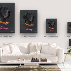 Custom Mid Century Retro Style Dog Portrait - Pet illustration from photo - Bubblegum Canvas 14 retro pet portrait illustrations dog bubblegum canvas size comparison