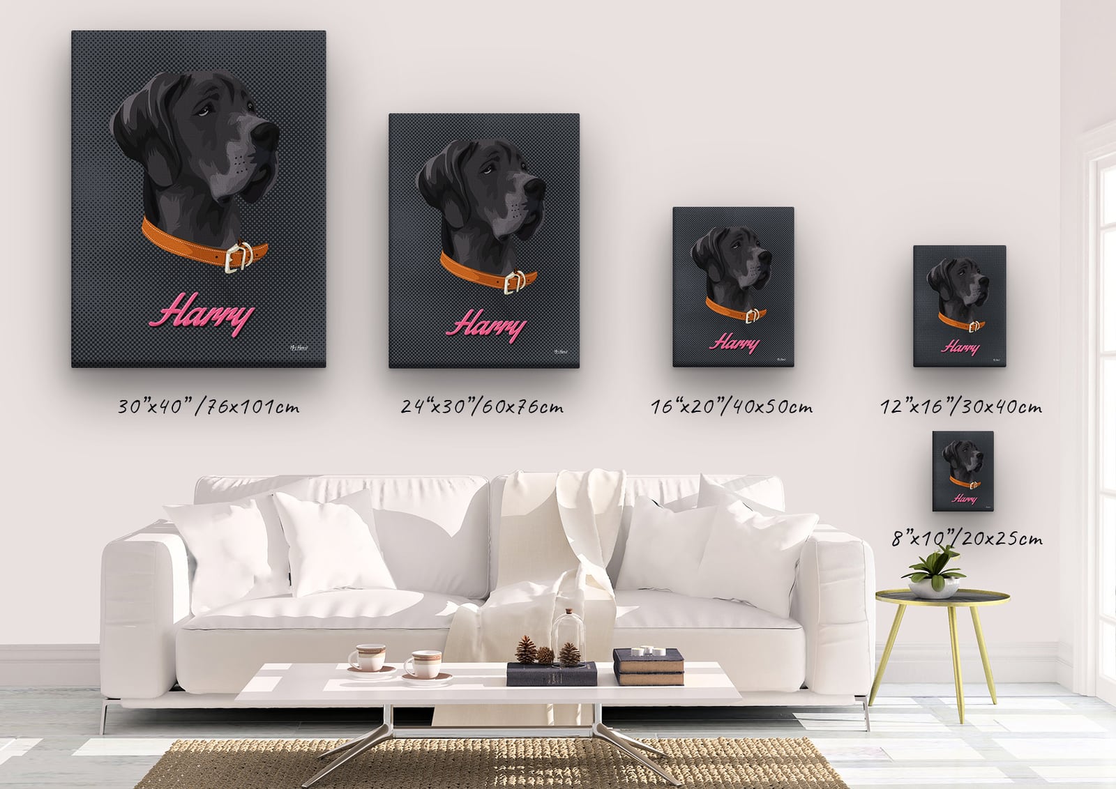 Custom Mid Century Retro Style Dog Portrait - Pet illustration from photo - Bubblegum Canvas 5 Custom Mid Century Retro Style Dog Portrait - Pet illustration from photo - Bubblegum Canvas - Image 3