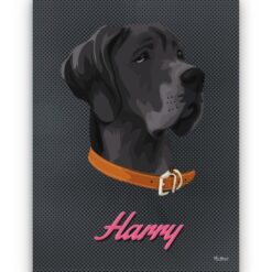 Custom Mid Century Retro Style Dog Portrait - Pet illustration from photo - Bubblegum Canvas 18 retro pet portrait illustrations dog bubblegum front view white
