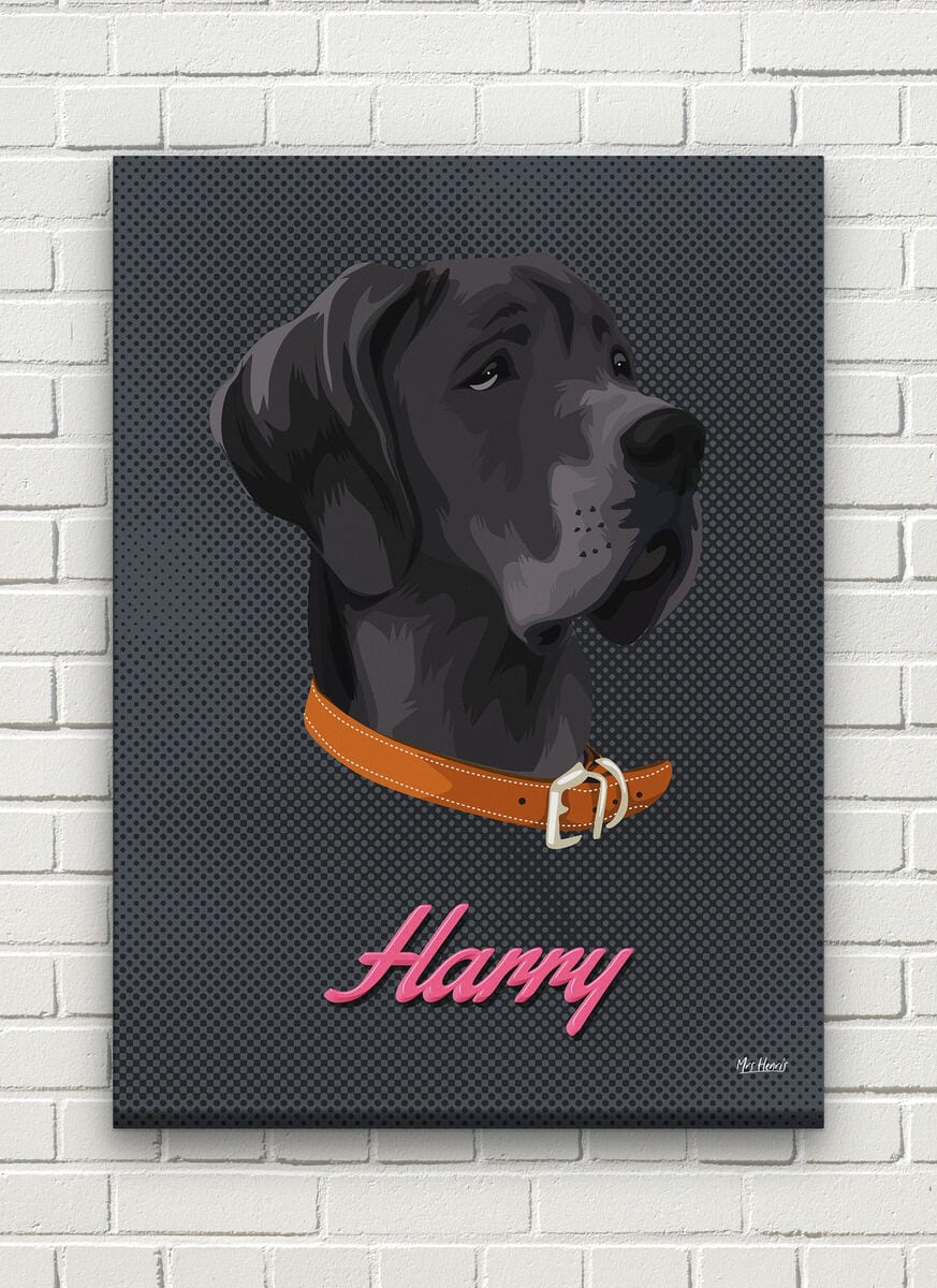 Custom Mid Century Retro Style Dog Portrait - Pet illustration from photo - Bubblegum Canvas 8 Custom Mid Century Retro Style Dog Portrait - Pet illustration from photo - Bubblegum Canvas - Image 6