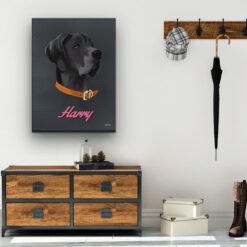 Custom Mid Century Retro Style Dog Portrait - Pet illustration from photo - Bubblegum Canvas 19 retro pet portrait illustrations dog bubblegum hall