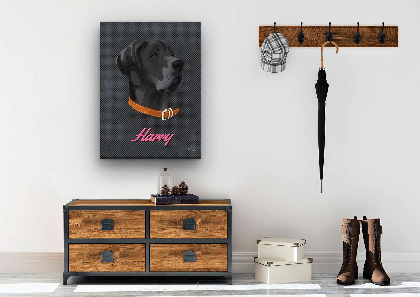 Custom Mid Century Retro Style Dog Portrait - Pet illustration from photo - Bubblegum Canvas 10 Custom Mid Century Retro Style Dog Portrait - Pet illustration from photo - Bubblegum Canvas - Image 8